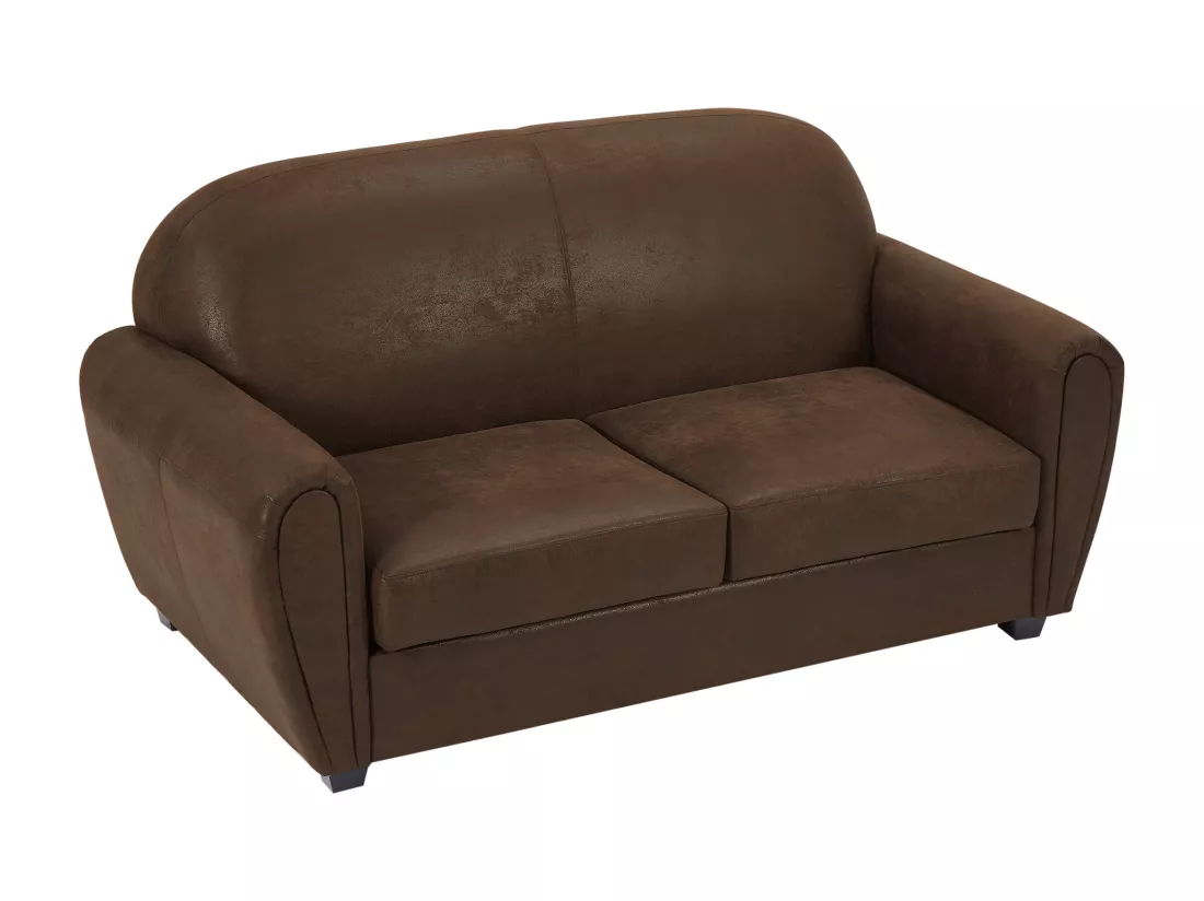 Canapé 3 places en microfibre aspect cuir vieilli club VICTORY III