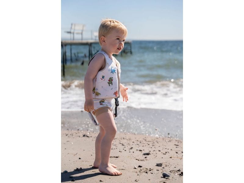Filibabba Schwimmweste 3-4 Jahre Dino Beach Kinder-Schwimmlernweste mit Reissverschluss