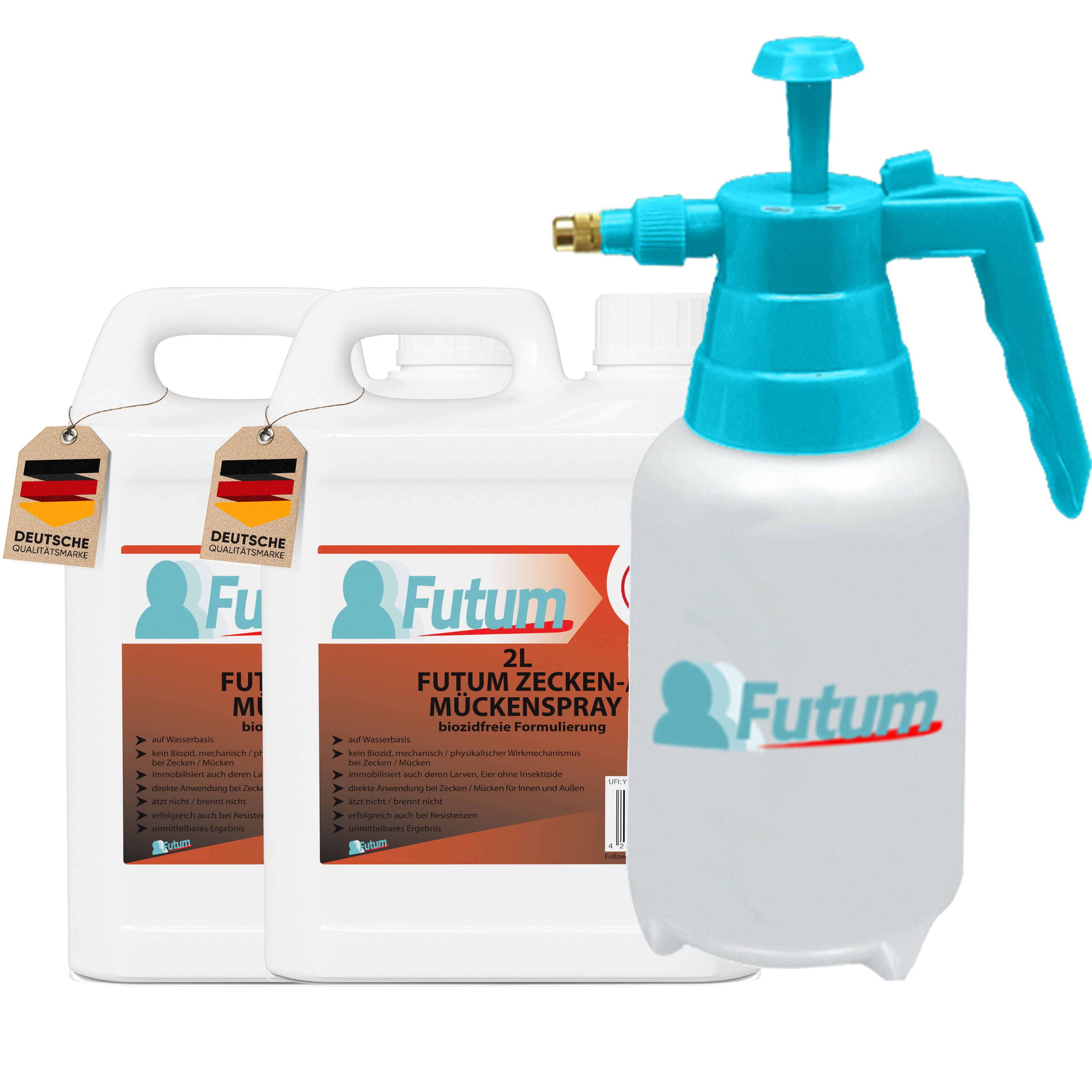 FUTUM 2x2L Zecken- / Mückenspray + 2L Sprüher