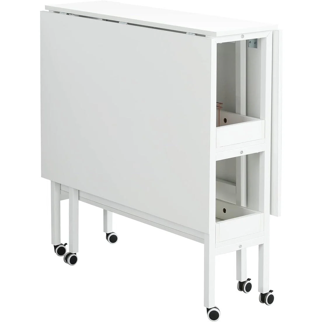 Height Adjustable Craft Table with Storage Shelves, Mobile Folding Cutting Table for Home Office Sewing Room Craft Room