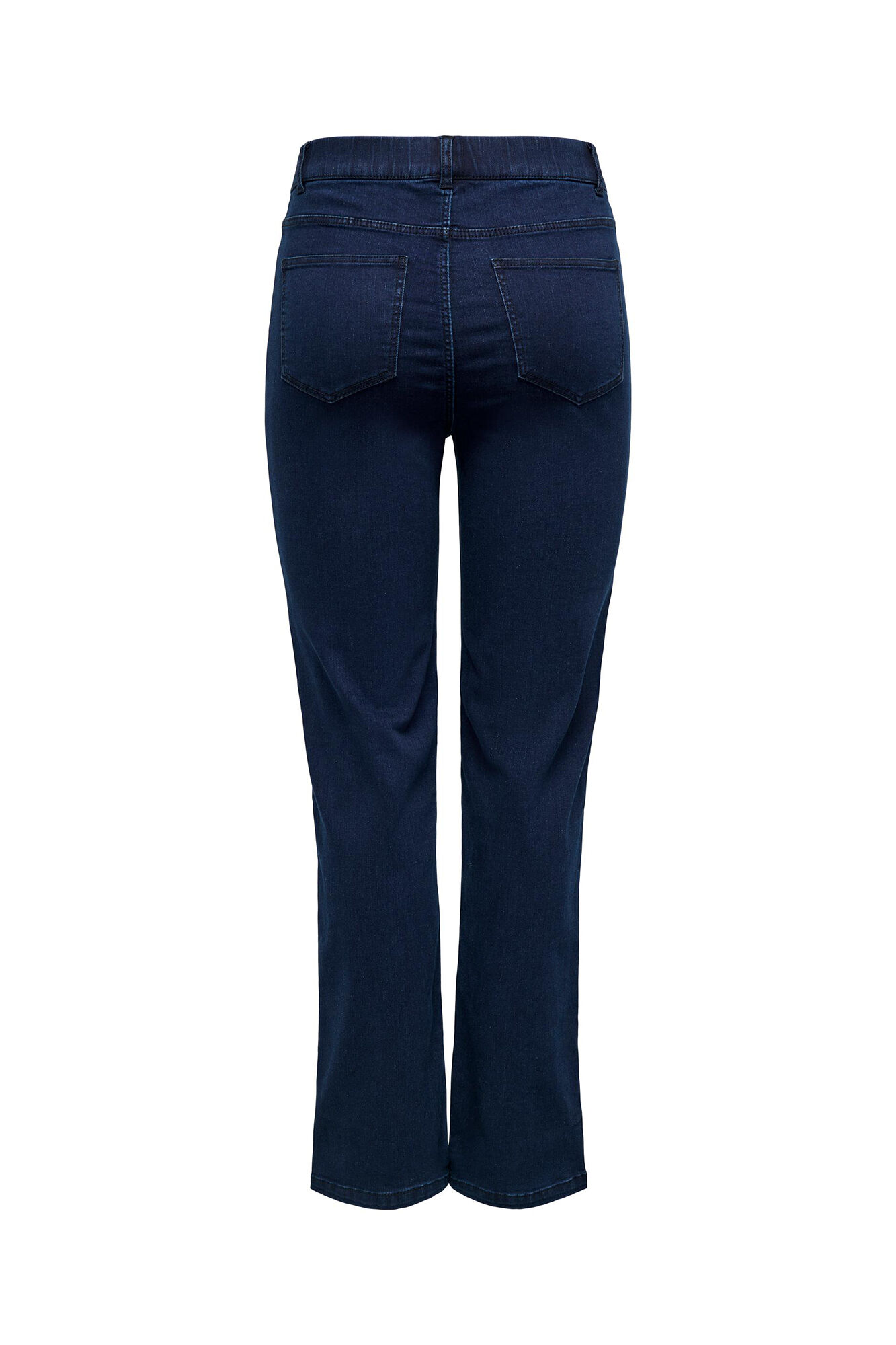 Calça jeans de corte reto com acabamento tingido elástico