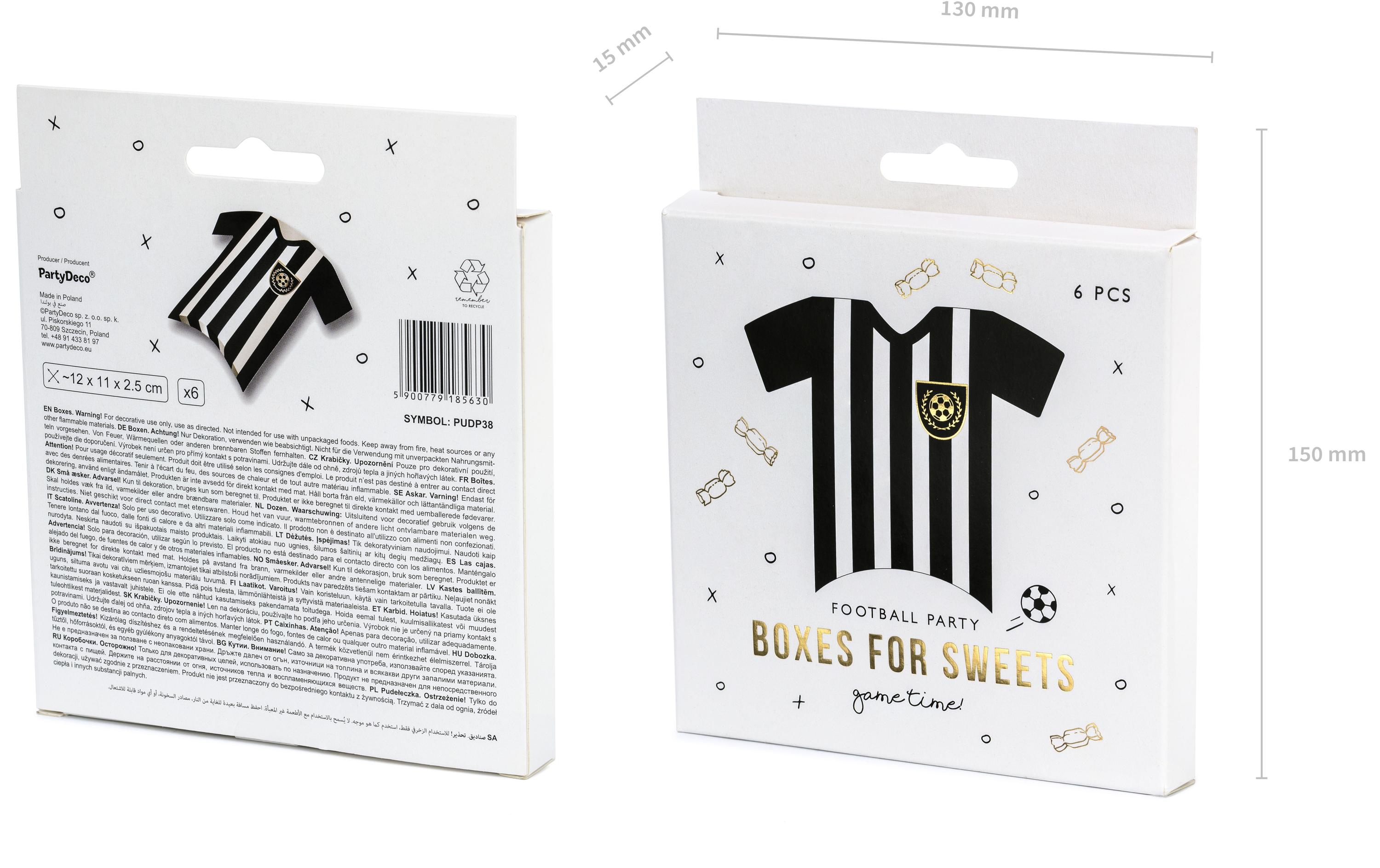 Geschenkbox Fussballtrikot Schwarz/Weiss, 12 x 11 x 2.5 cmBonbonschachteln für Fussballfans