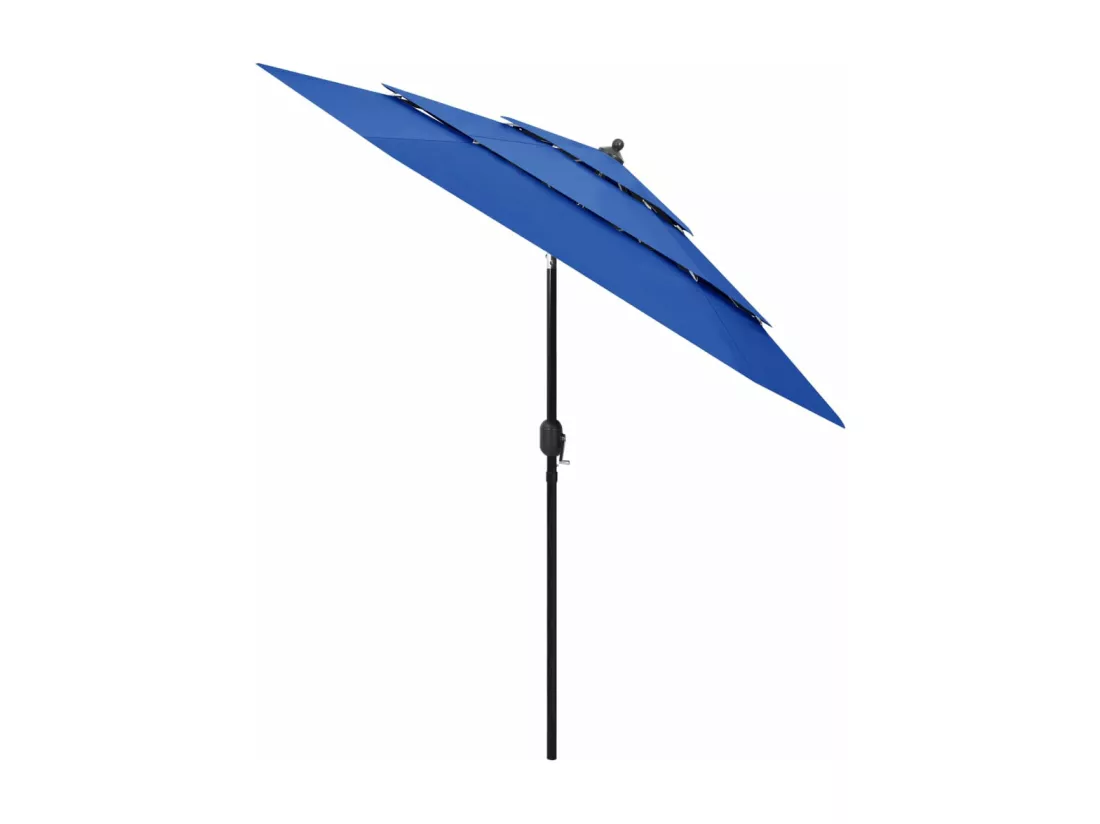 Parasol à 3 niveaux avec mât en aluminium Bleu azuré 2,5 m