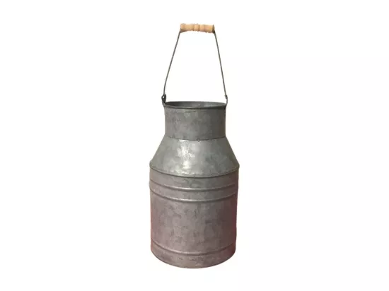 Pot à lait ancien décoratif jardin extérieur zinc gris 24 x 14 cm