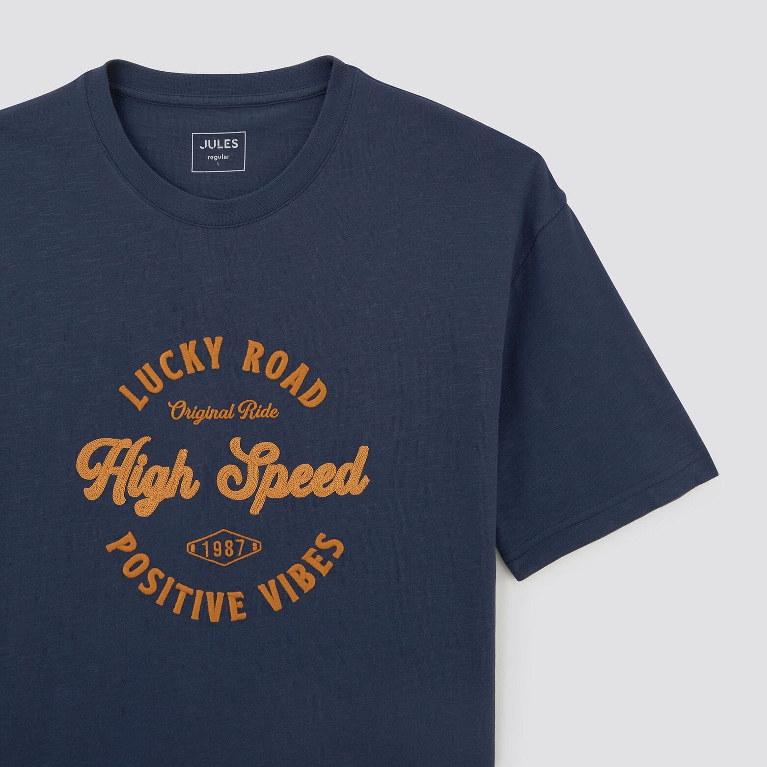 Tee shirt brodé Bleu foncé