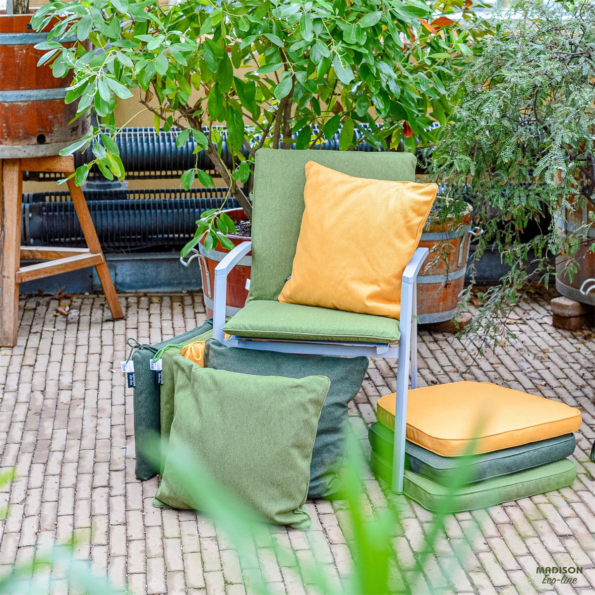 Madison Moss green canvas eco+ Stapelstoelkussen - Set van 4