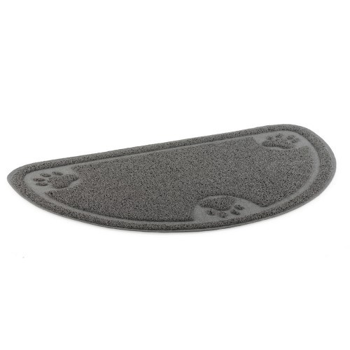 Tapete para comedouro com estampa de pata, cinza