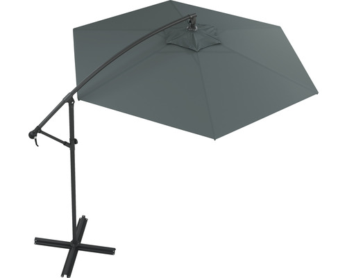 Soluna Lyon zweefparasol, Ø 300 cm, donkergrijs, inclusief kruisvoet