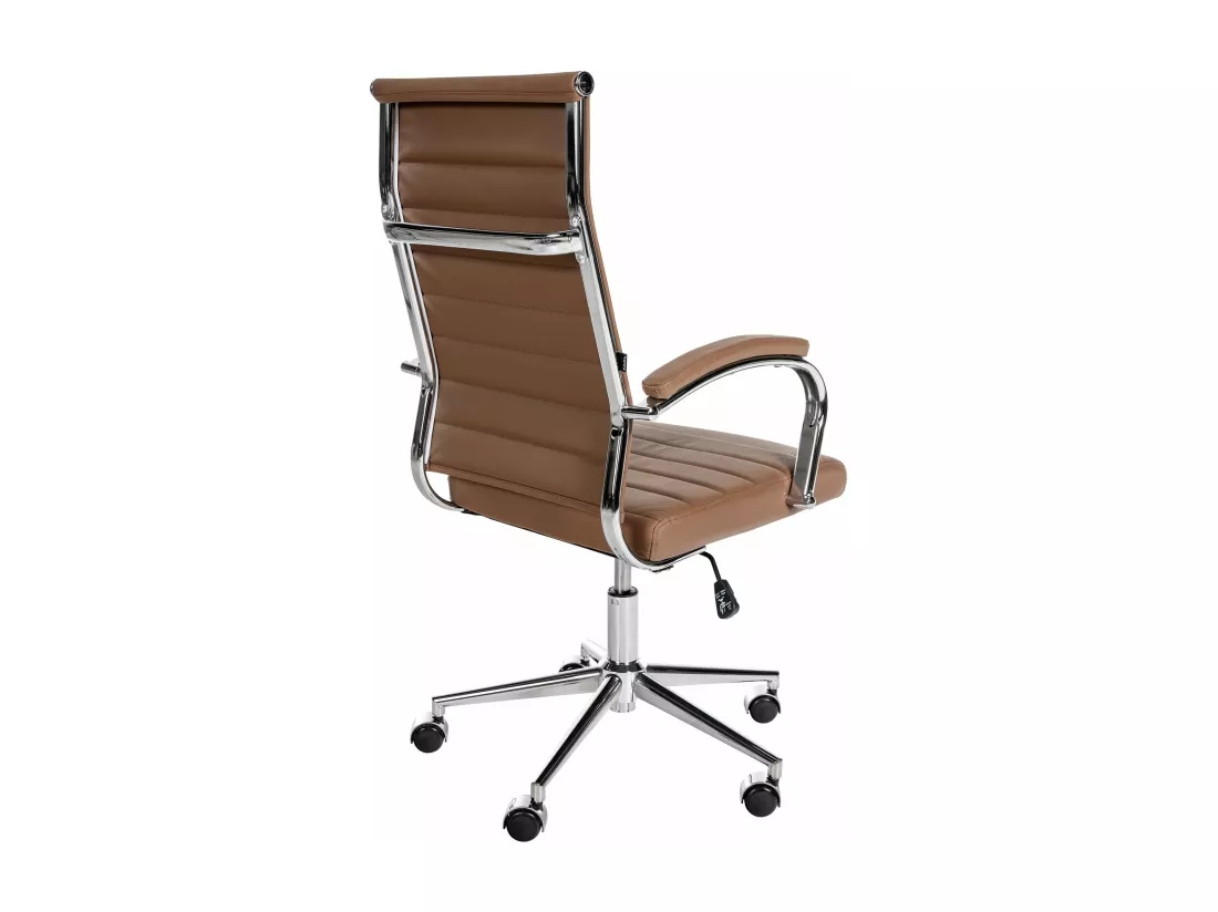 Chaise de bureau - Véritable cuir & Blanc - Marron clair - Mollis