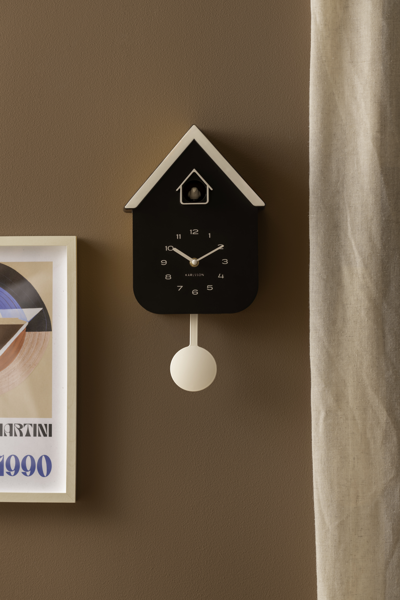 Wandklok Dupla Color Koekoek Zwart Wit