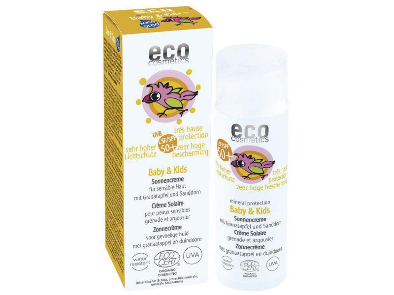 eco cosmetics Sonnencrème Baby and Kids LSF 50  50 ml Natürliche, leicht getönte Gesichts-Sonnencrème für dunkle Haut