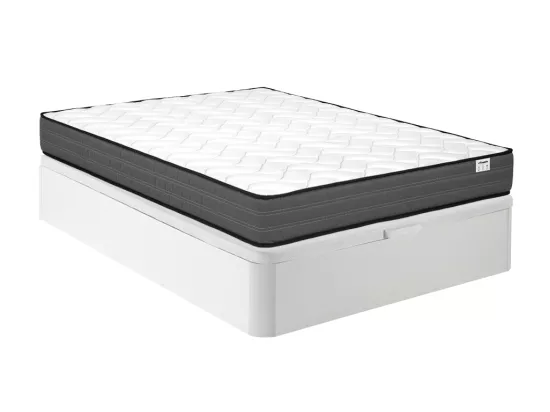 Ensemble 160 x 200 cm sommier coffre blanc + matelas ressorts ensachés ép.20cm - AMBRACIE de YSMÉE