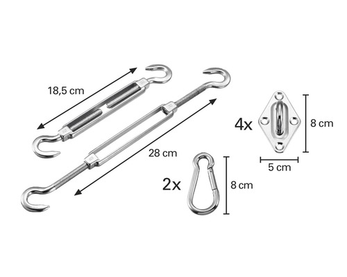 Zonneschermmontageset, 8 stuks