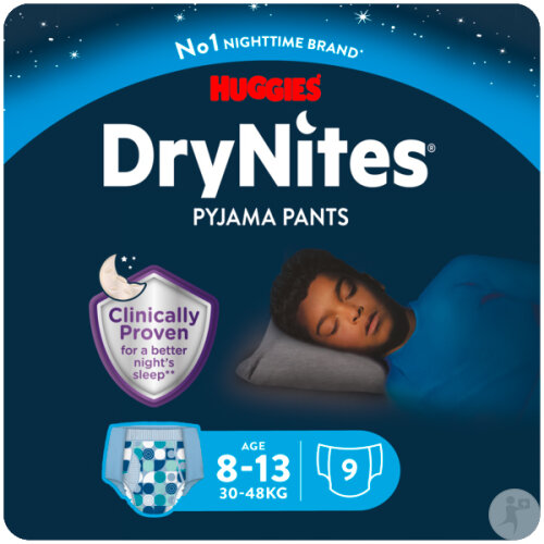 Huggies DryNites Garçons Culottes Absorbantes Pour La Nuit 8-13 Ans 9 Pièces