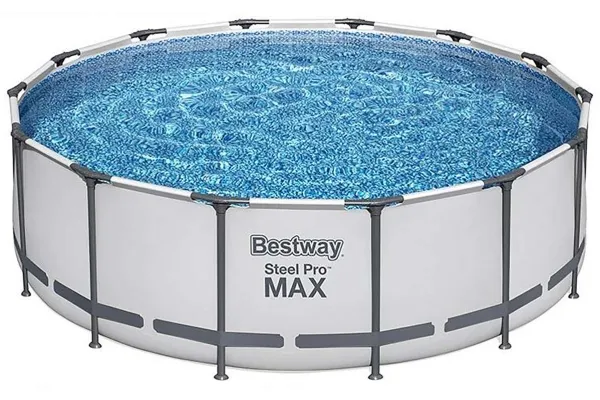 Bestway 5612X, 15232 L, Indrammet pool, Voksen & barn, Stige, Grå, Hvid, 54 kg, Diameter 427 cm, Højde 122 cm