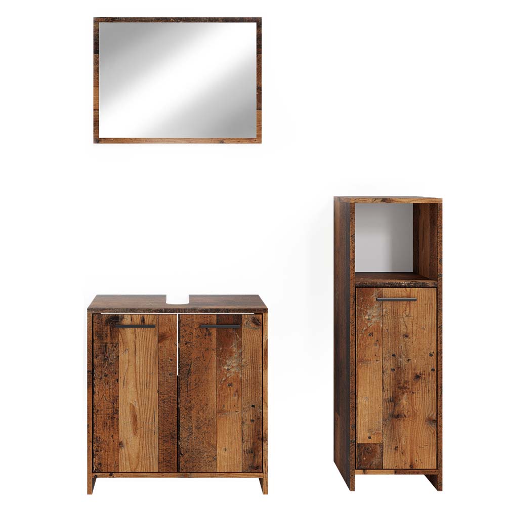 Vicco Badmöbelset Kiko Old Style modern Badezimmerschrank Badschrank Badezimmermöbel Waschtischunterschrank Badspiegel Midischrank Schranktür Schrankfach Schrankregal