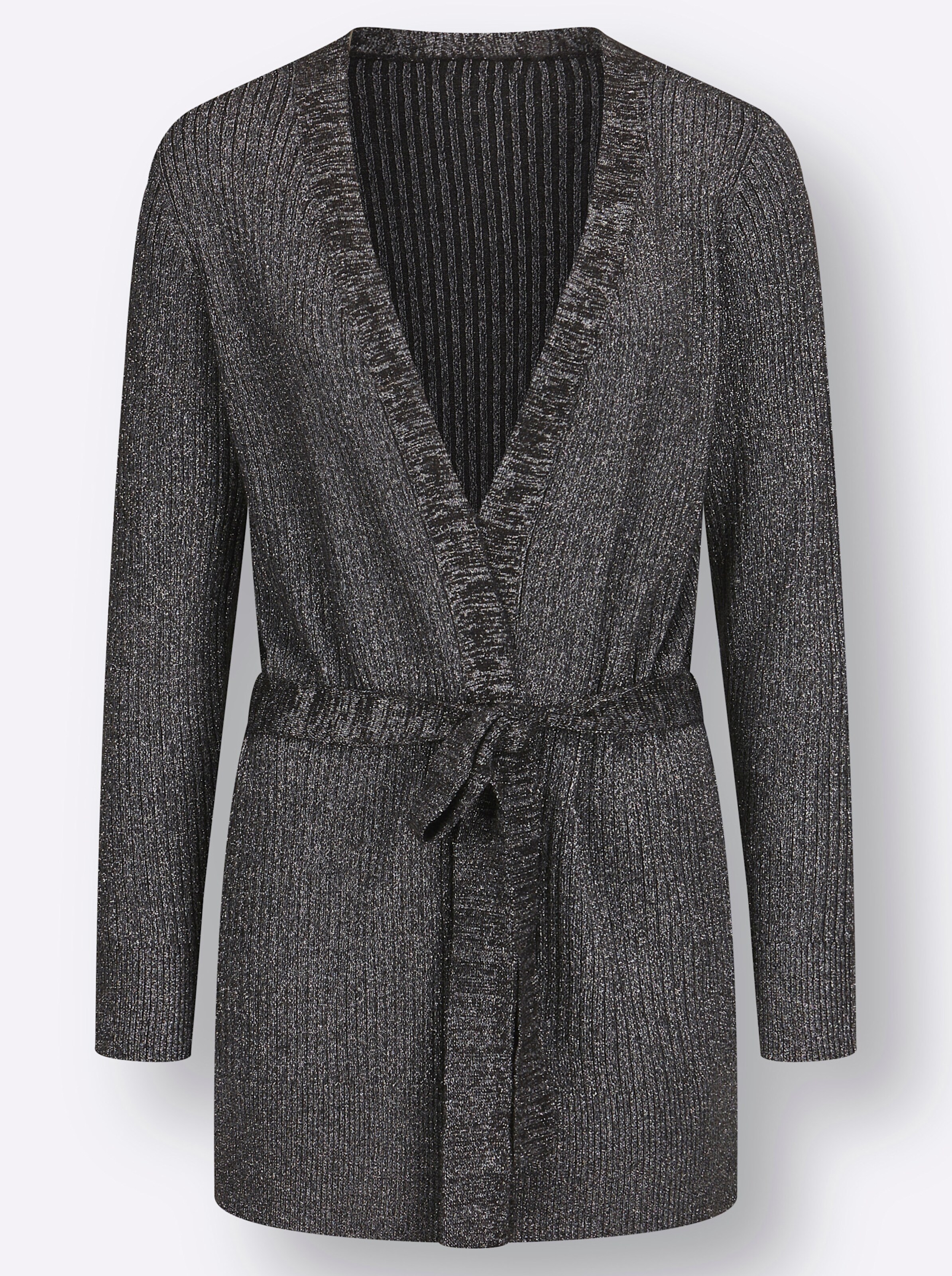 Cardigan in graphit-silberfarben-meliert