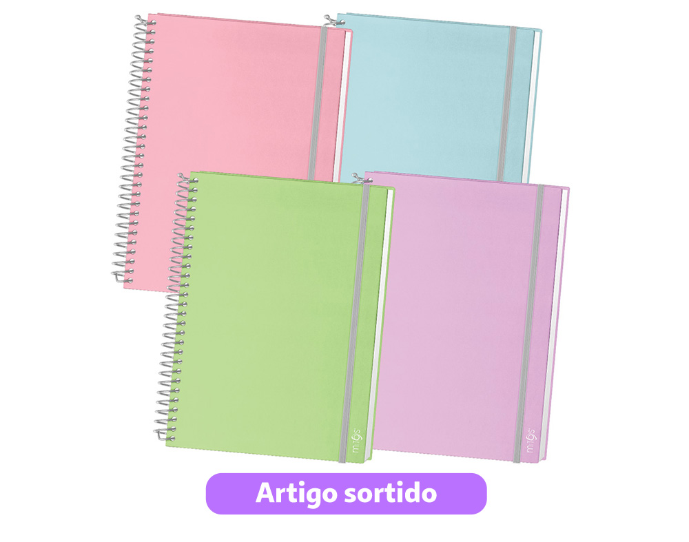 CADERNO ESPIRAL A4 MITOS CAPA DURA PAUTADO CORES SORTIDAS