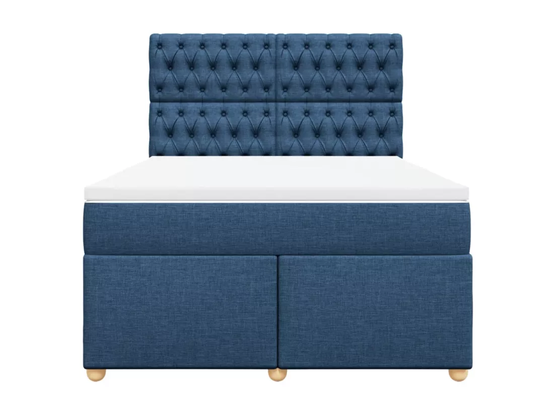 Sommier à lattes de lit avec matelas Bleu 160x200 cm Tissu