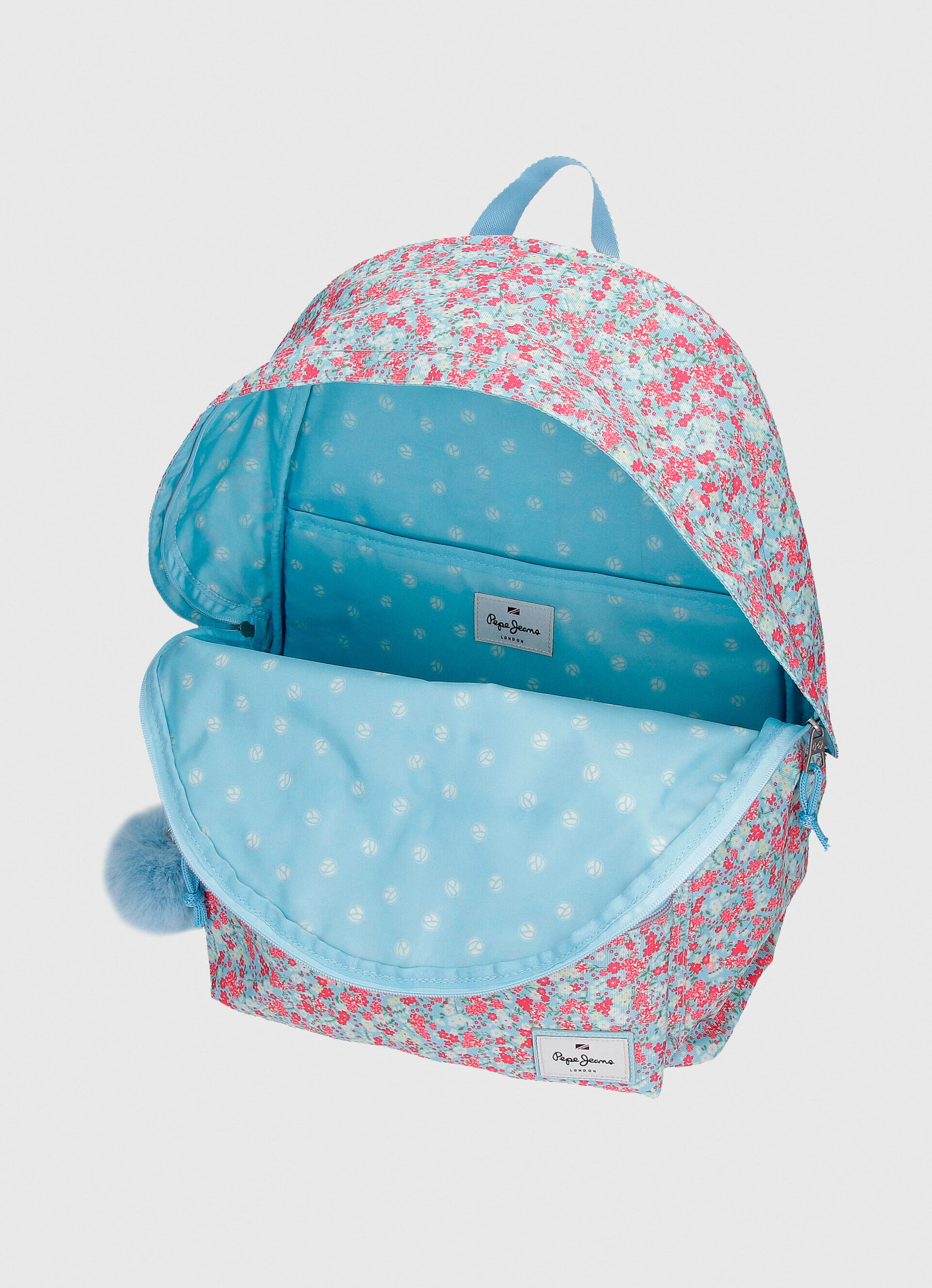 Mochila escolar com estampa floral - tamanho único