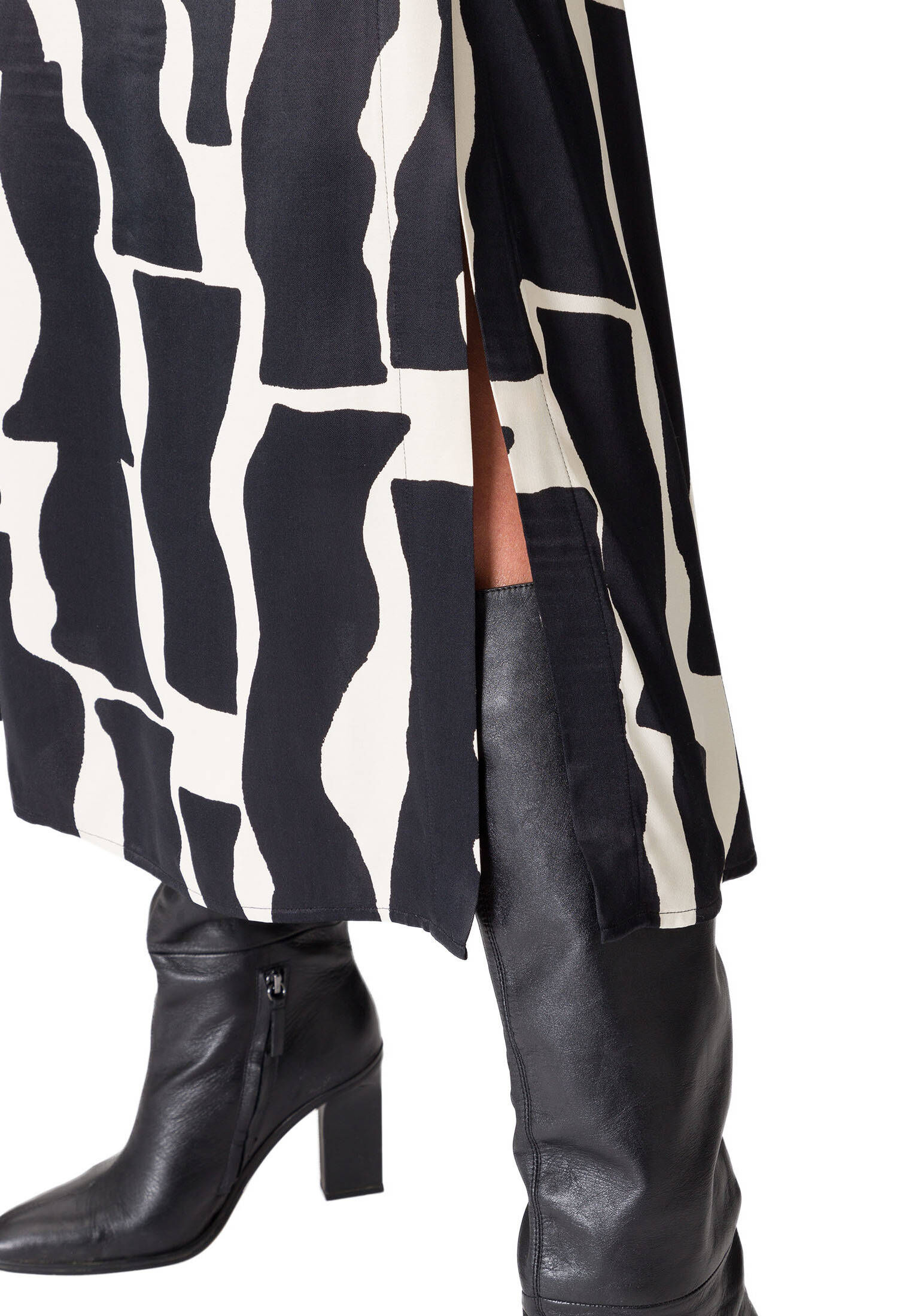 zero| Damen Satinrock mit Schlitz