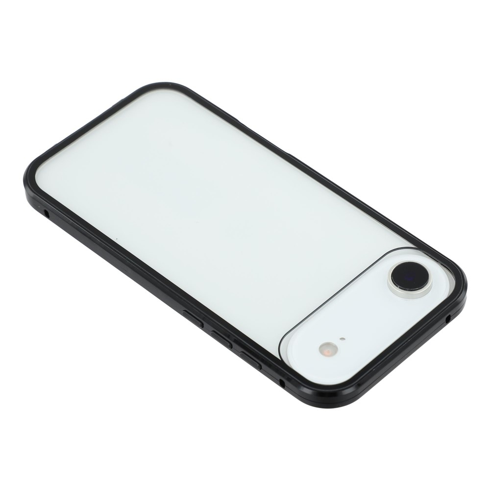 iPhone Air Magnetische Alu Schutzhülle mit Panzer Glas Backcover   Displayschutz (Magnet-Technologie) - Schwarz