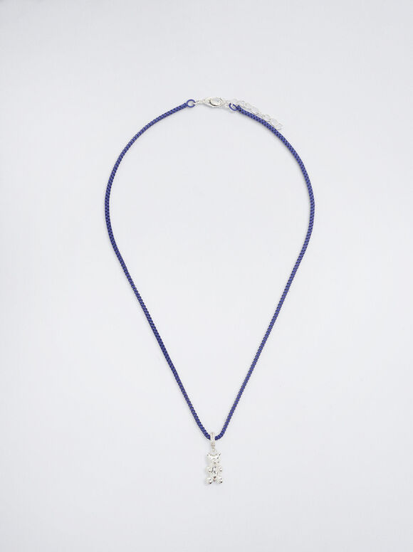 Colar com pingente e zircônia cúbica - Azul Marinho