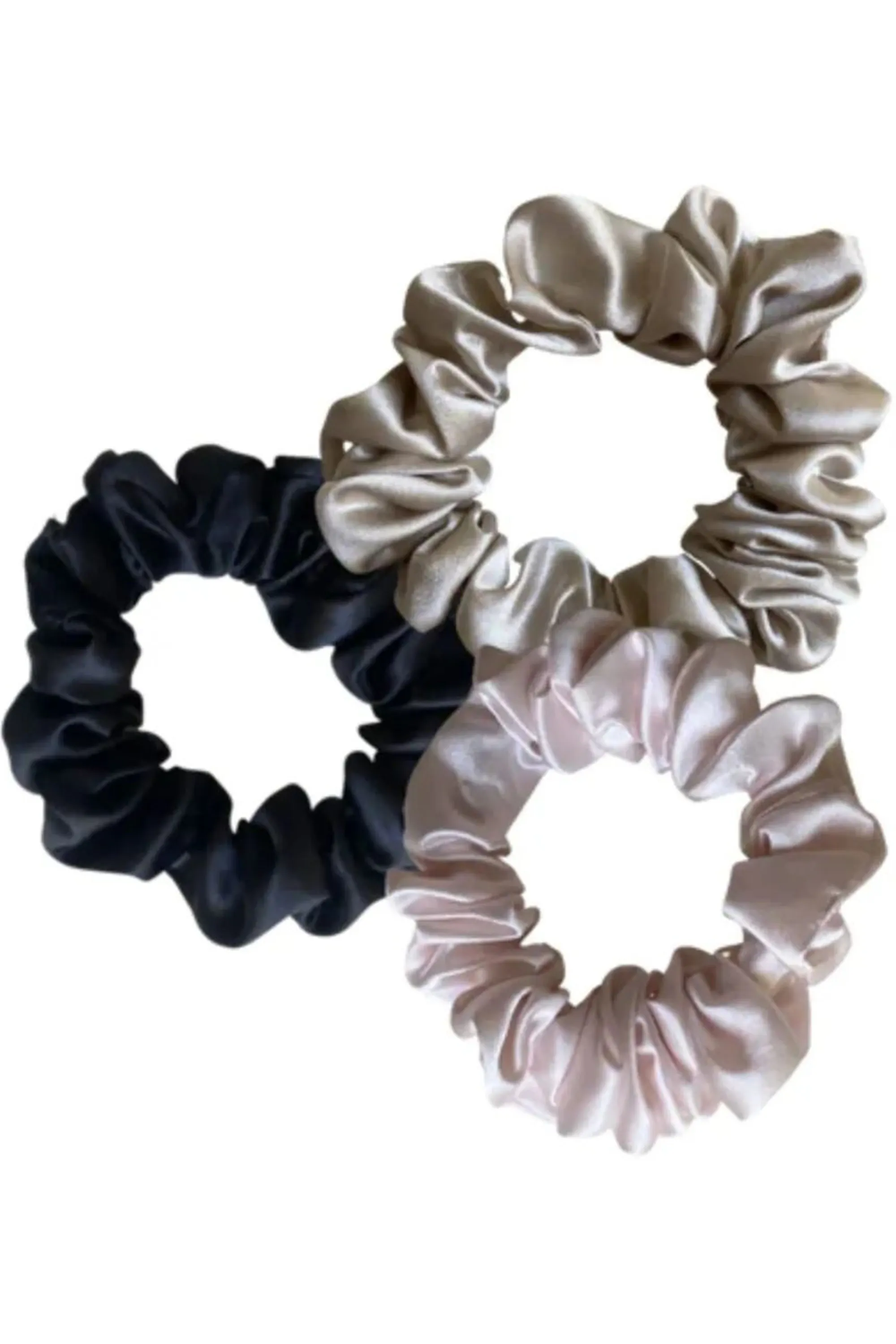 Chill Silk Trio de chouchous classiques en soie noir, sand et blush