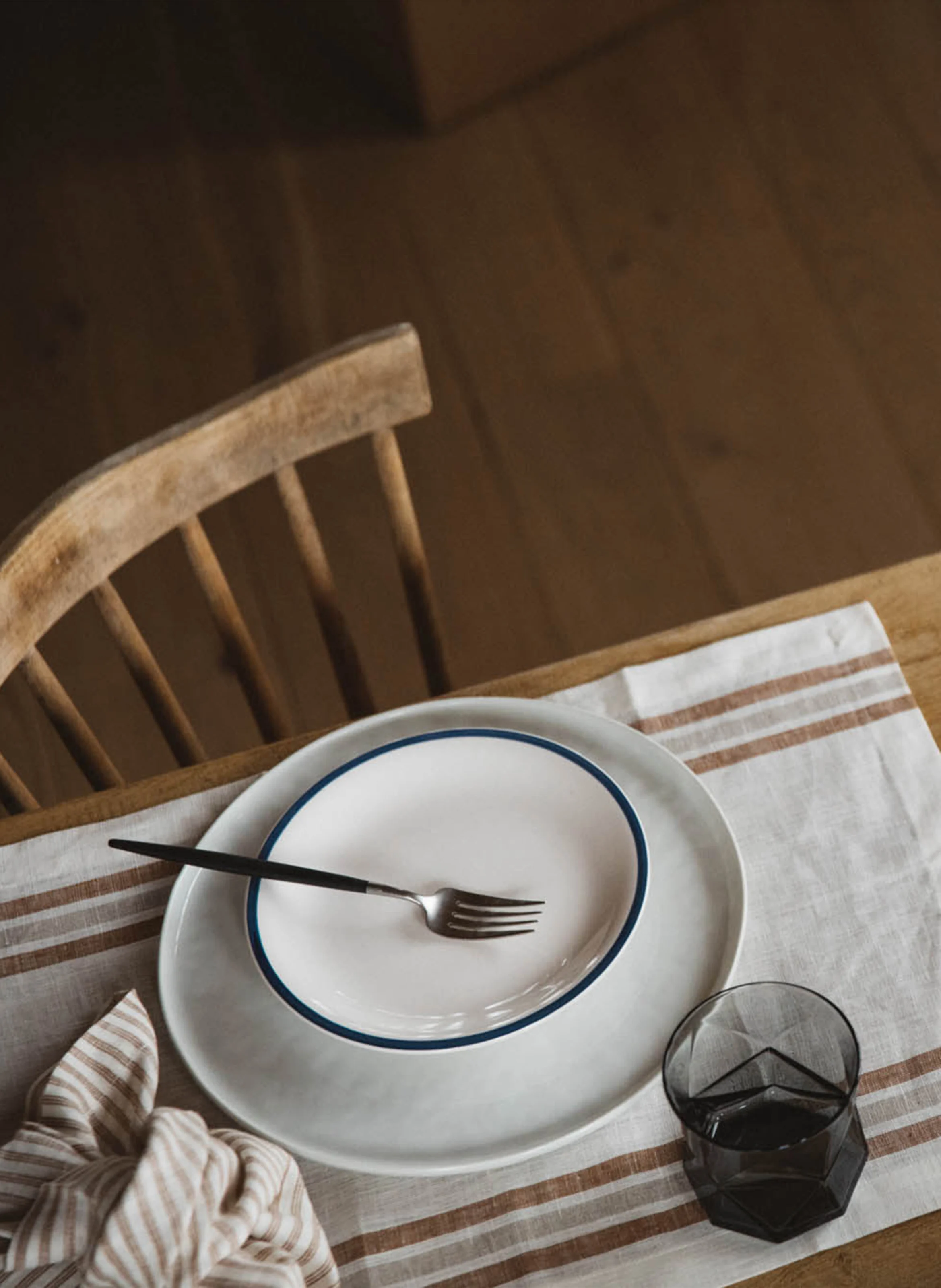 Set de table rayé en lin| Beige