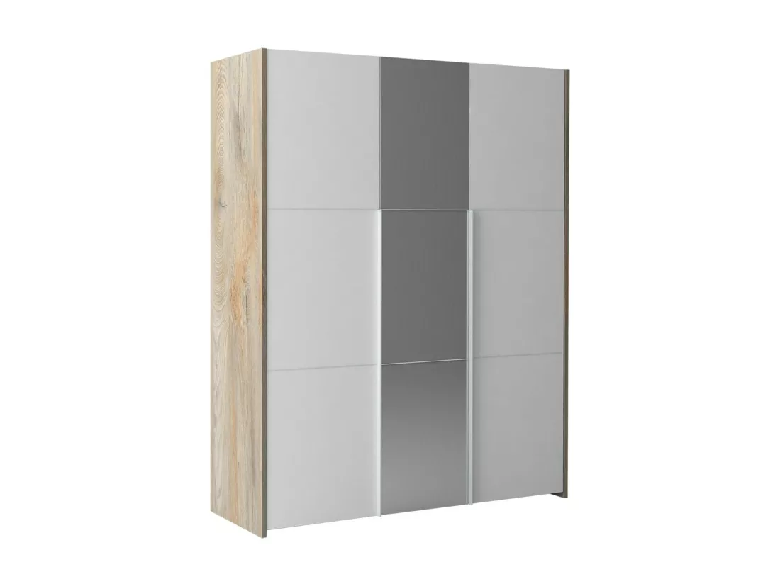 NINO LIGHT - Lit 180x200cm avec Leds et Chevets à Poser + Armoire 3P