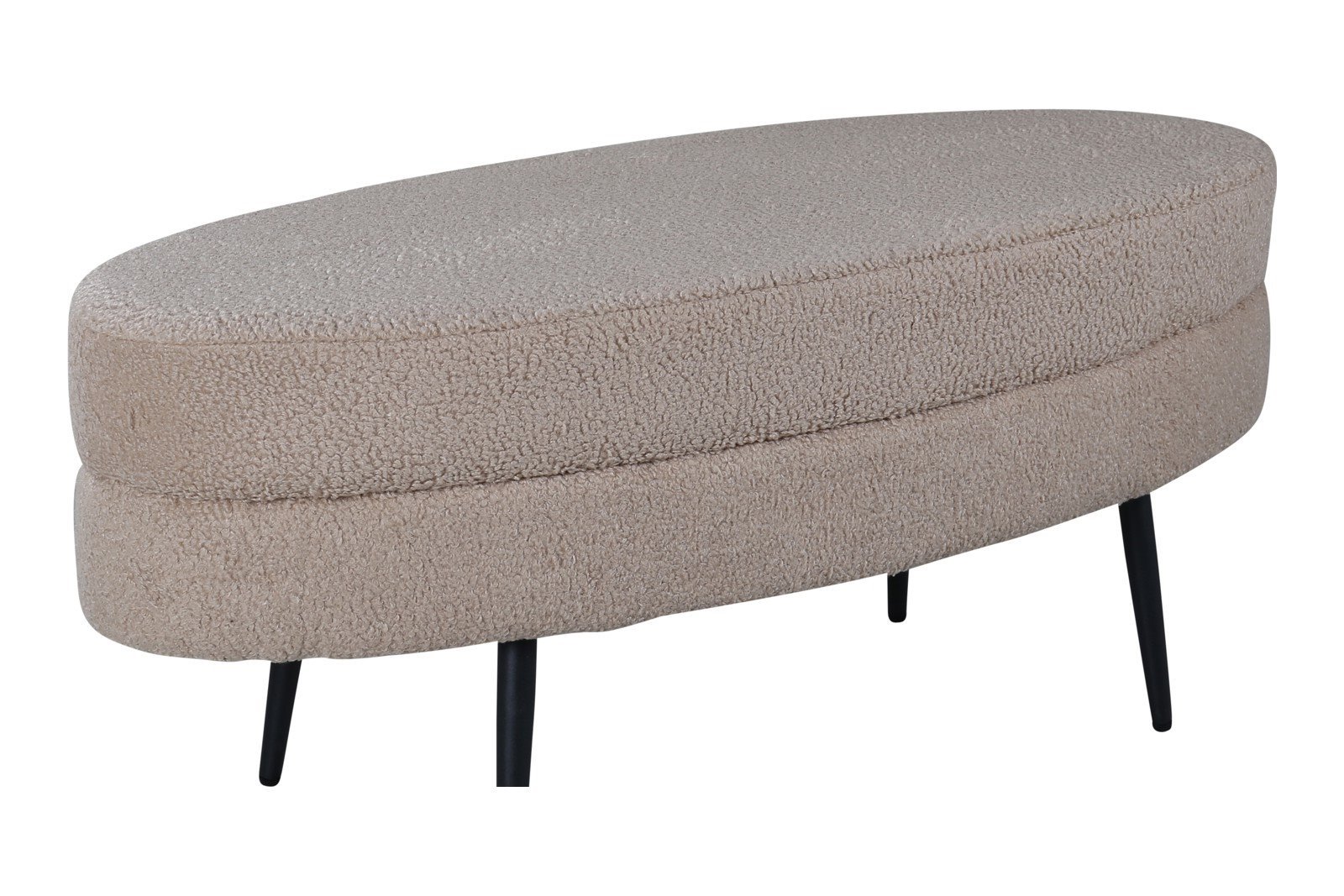 Otto pall Tekstil Teddy Beige med sorte stålben. 100x40cm.