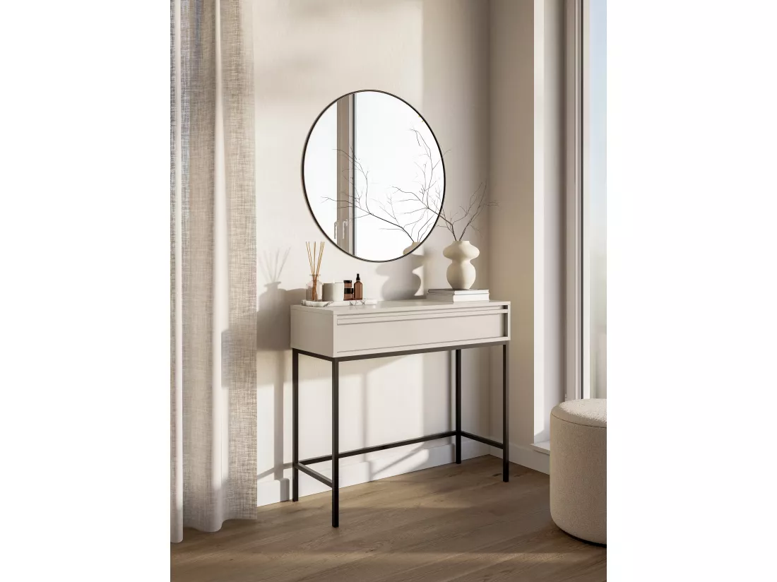 Table console - 90 cm - avec tiroir et cadre - grège - EVO