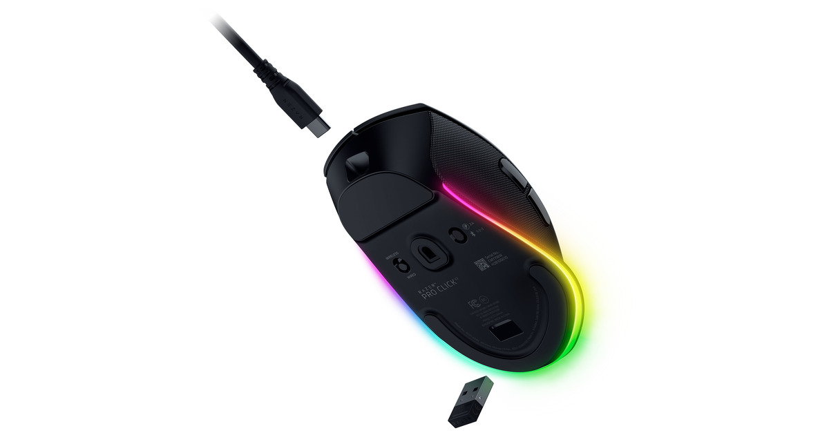 RazerPro Click V2 gaming muis  (Zwart, Tot 30.000 Dpi, USB-C / Bluetooth / 2.4 GHz)