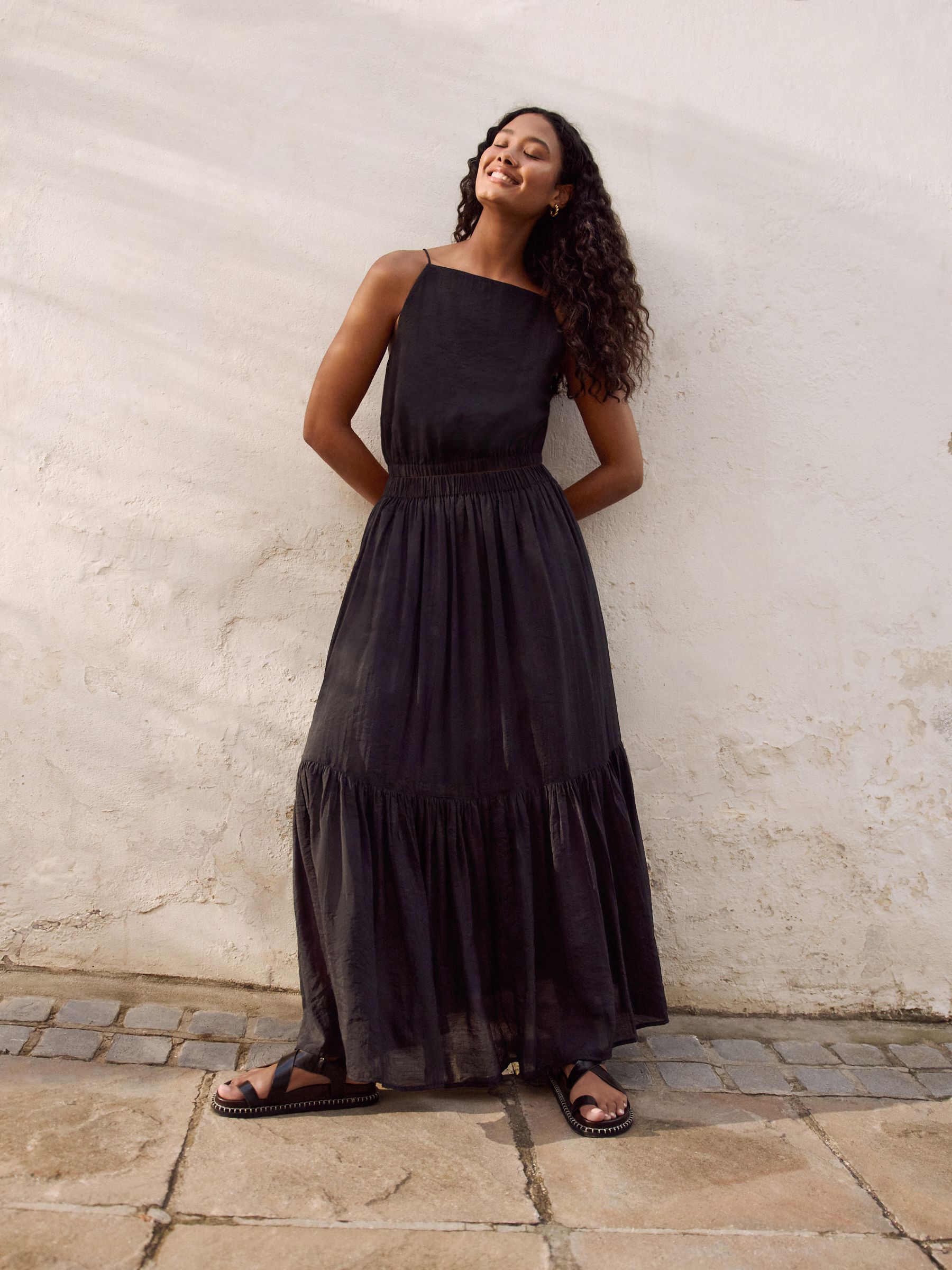 Zwart - Modal Blend Maxi Skirt