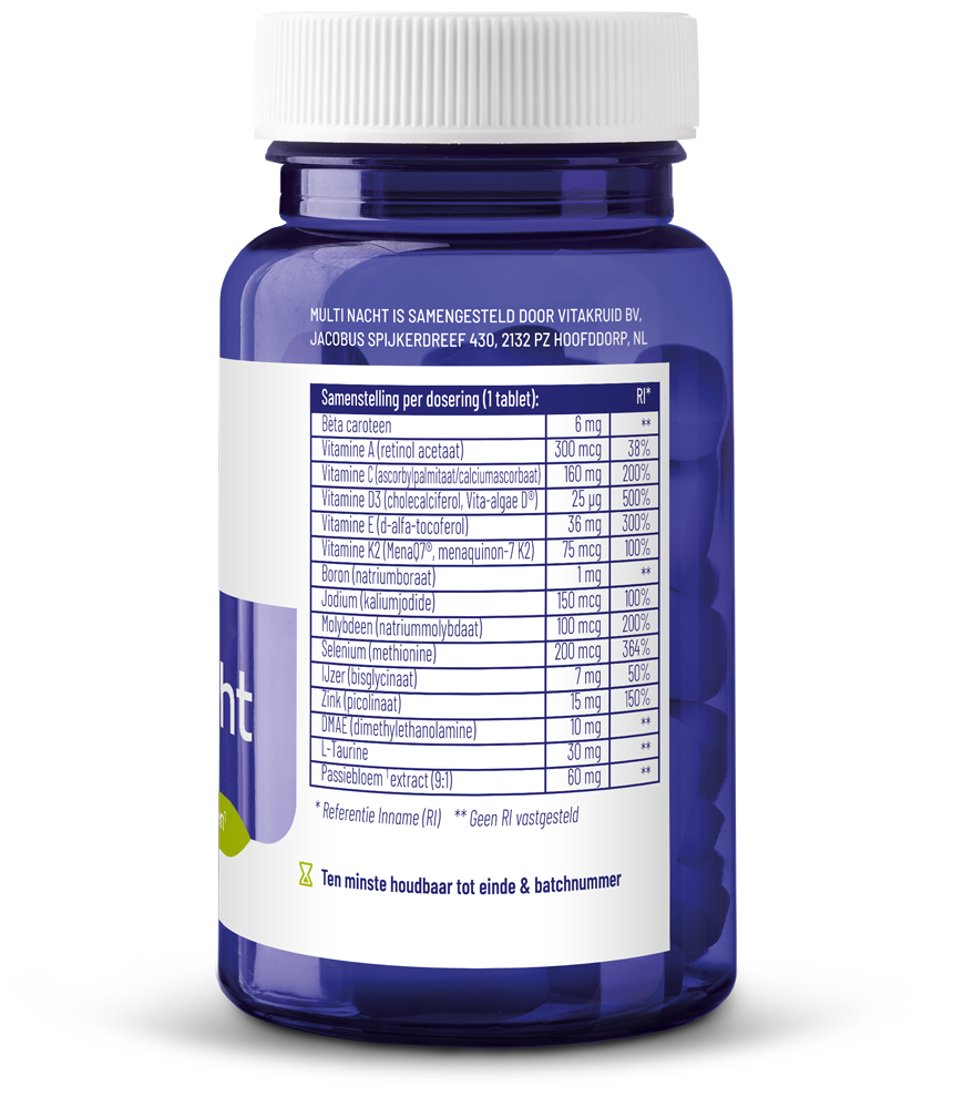 Vitakruid Multi Nacht Hd 100% Vegan (30 tabletten)