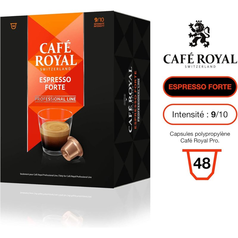 Capsule de café Café Royal Professionel Espresso Forte - Boîte de 48 - Compatible Café Royal Professionnel