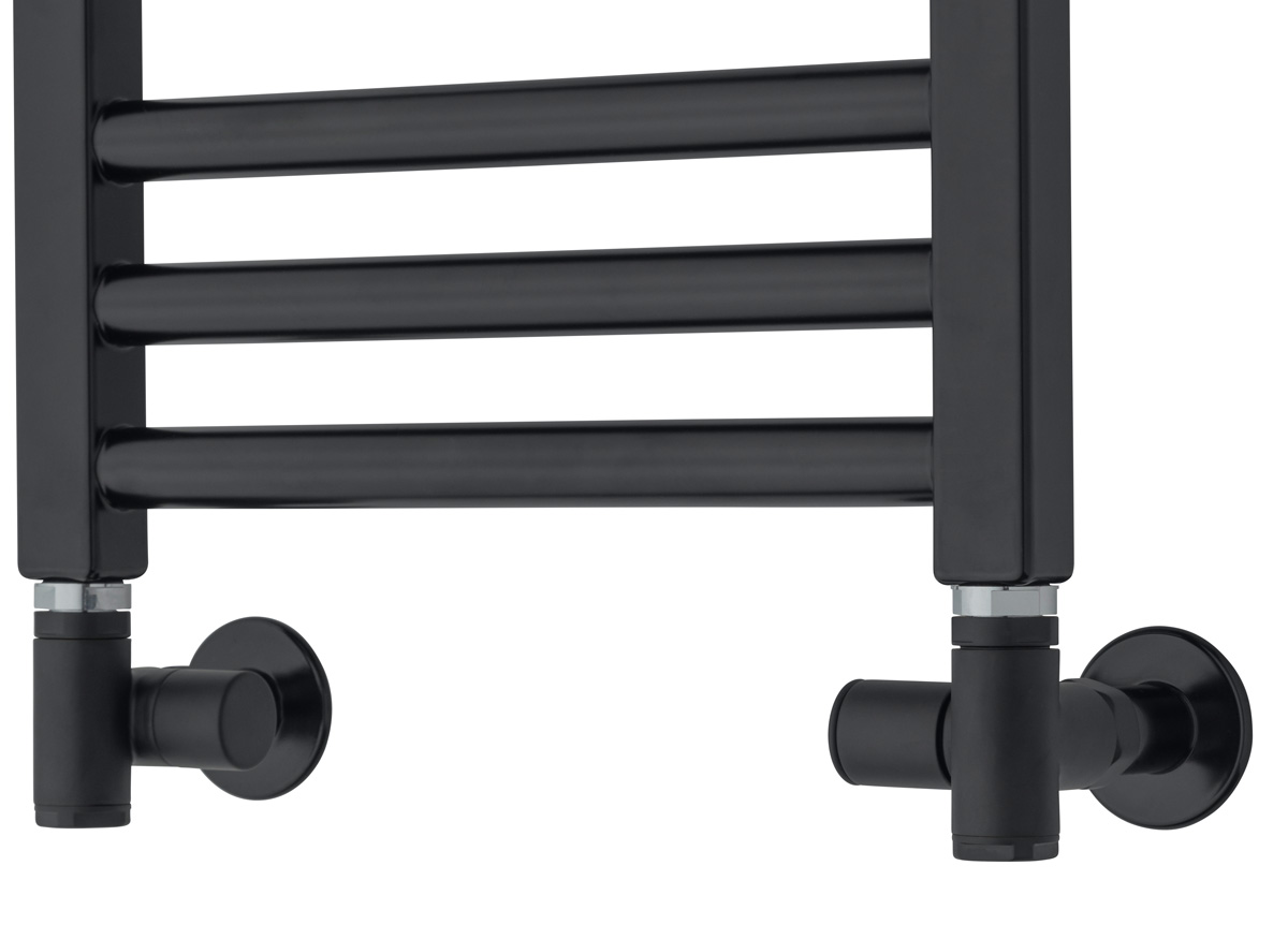 TVS Design Valves 130 aansluitset recht zwart voor watergedragen en elektrische radiator