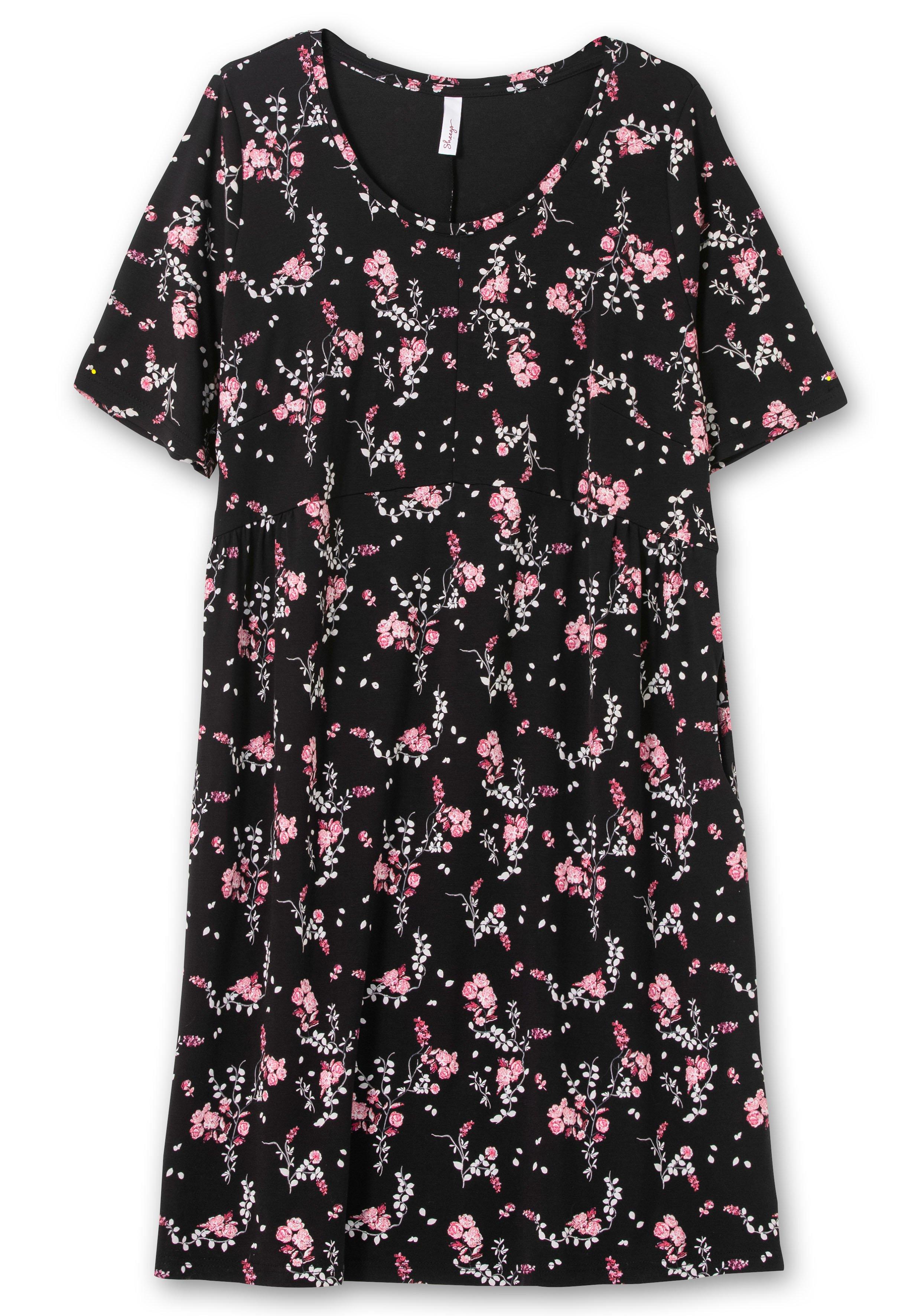 Kurzes Shirtkleid mit Allover-Blumendruck
