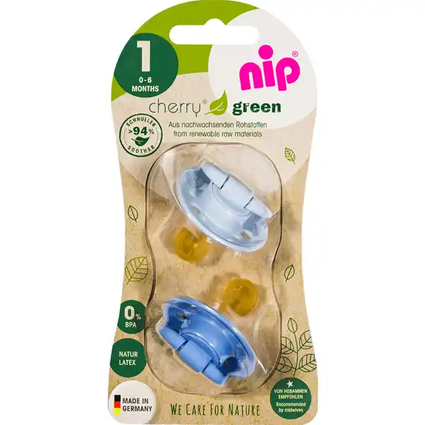 Öko-Schnuller Cherry® Green rund 0-6 Monate