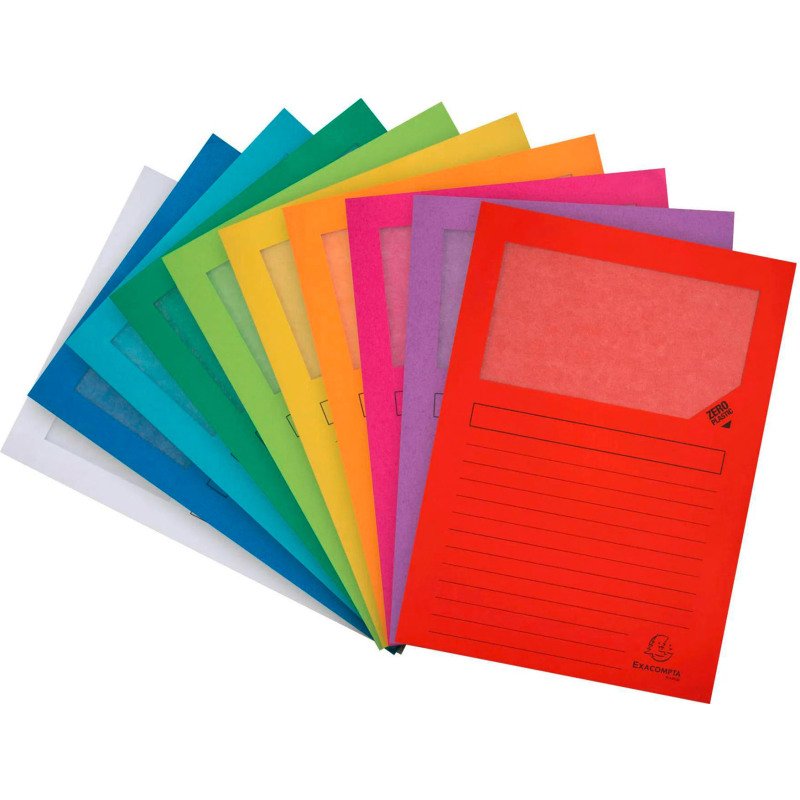 Chemise coin papier avec fenêtre Forever Exacompta couleurs assorties vif - Paquet de 25