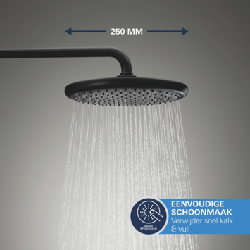 Grohe Precision Thermostat Perfect inbouw douchesysteem met  Vitalio Comfort 250 hoofddouche rond Mat Zwart