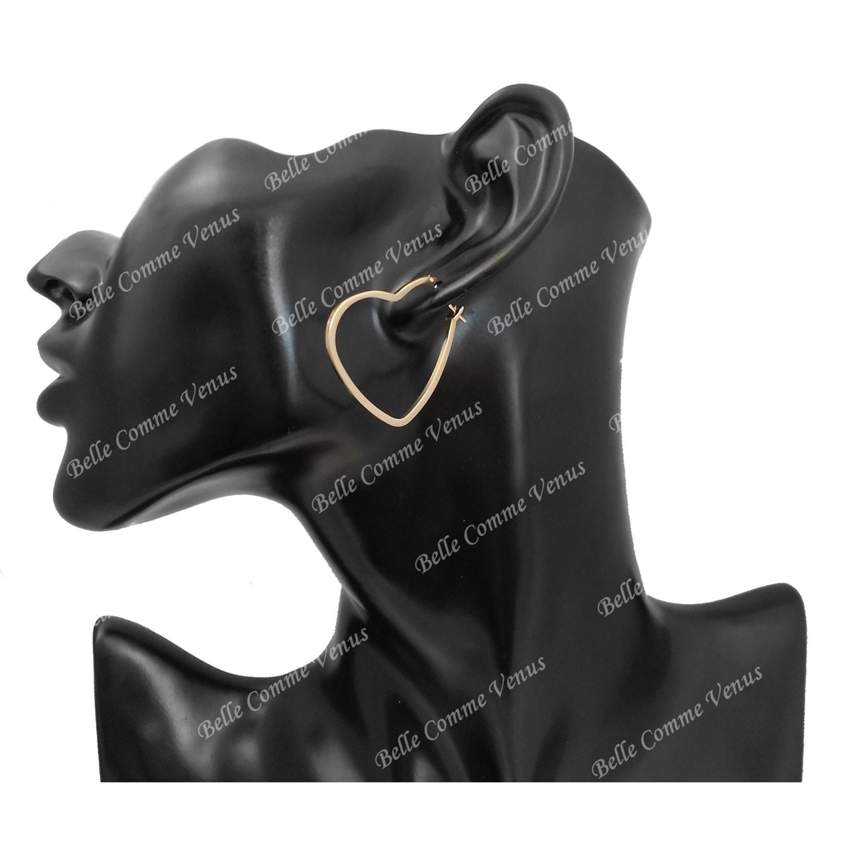 Boucles d'oreilles créoles en forme de coeurs Plaqué OR 750 3 microns