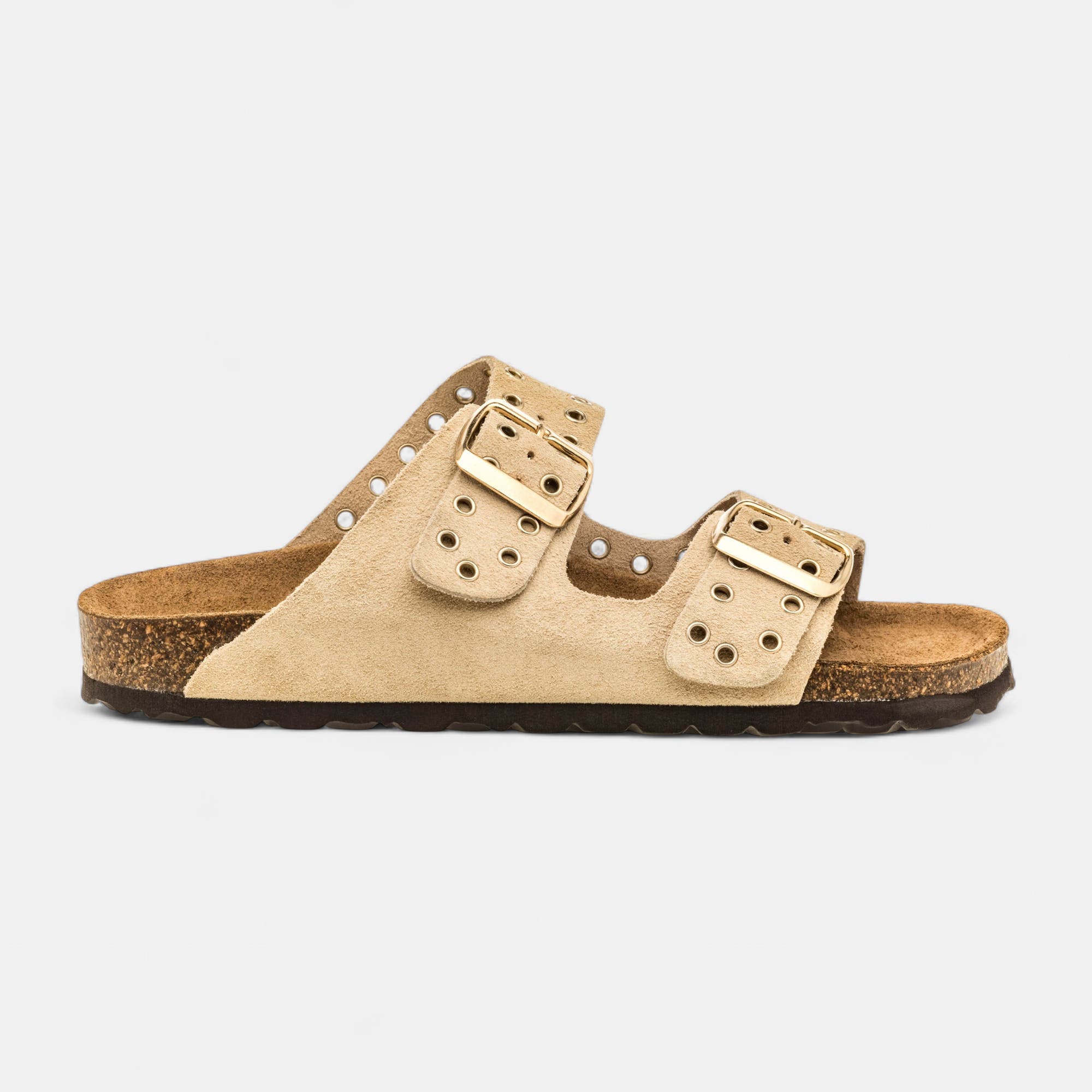 Mules semelle liège Femme en cuir beige