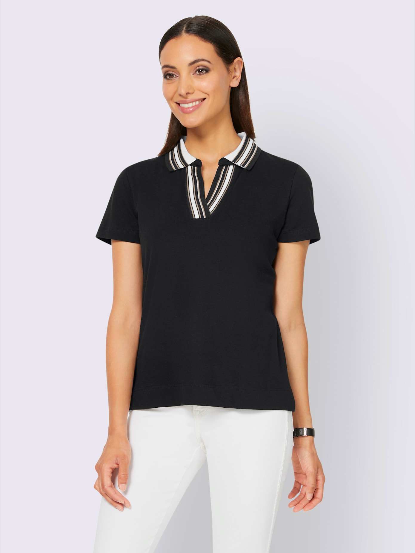T-shirt col polo contrasté