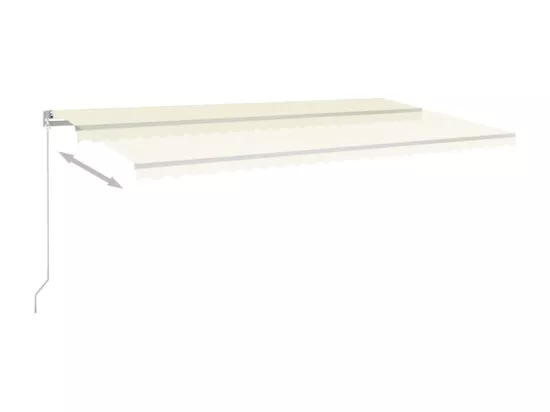 Auvent manuel rétractable avec LED 600x300 cm Crème