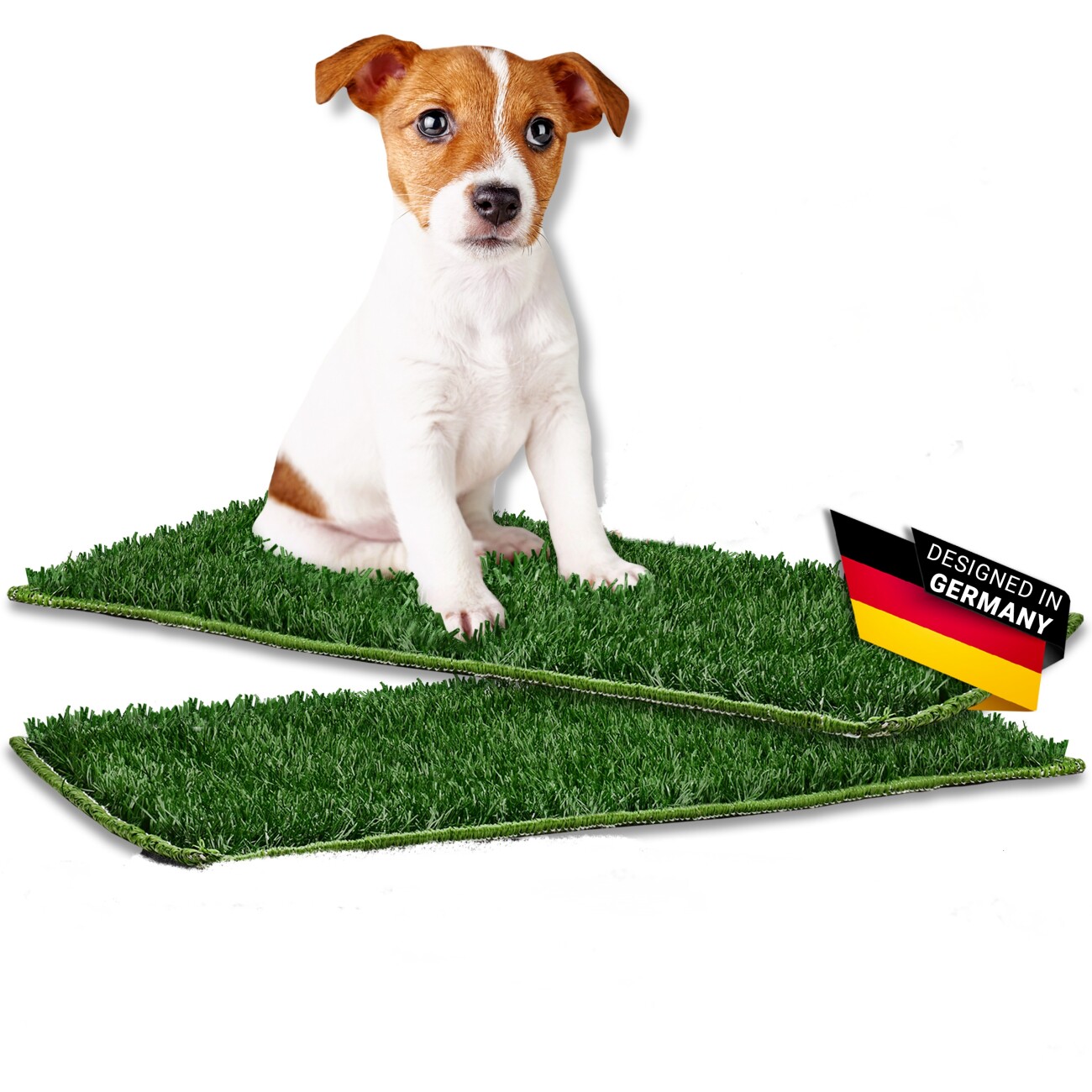 PfotenWunder® 4x EASY-WASH-Ersatzrasen für Hundeklo, Hundetoilette für kleine & große Hunde, 100% Festes Gras, Welpentoilette drinnen Welpenklo zuhause Gras Hundetoiletten Balkon Indoor WC Klo