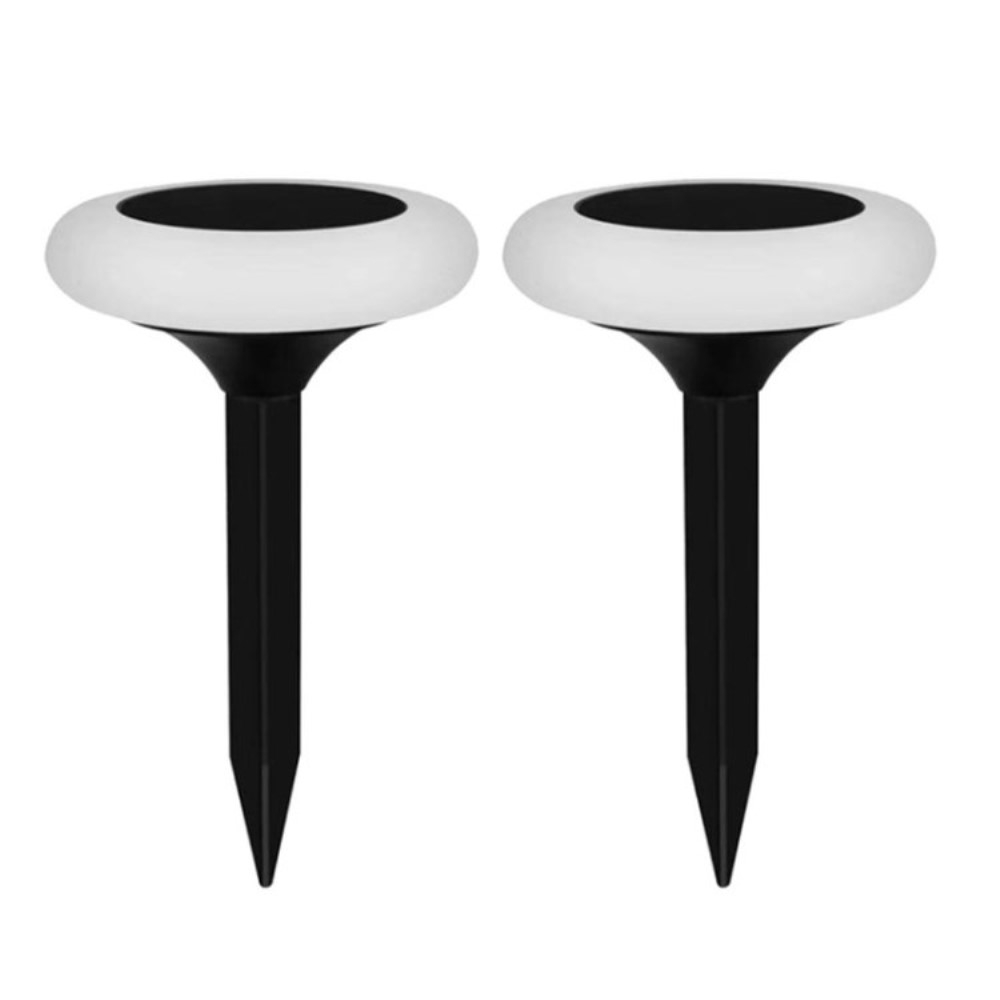 (2er Set) LED Solar Lampe Outdoor RGB Garten Wegleuchte mit Dämmerungssensor IP65 - Schwarz