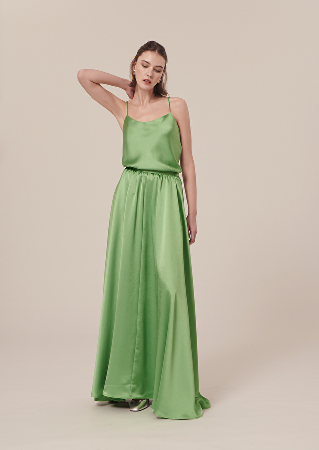 Top Tessvert en satin fluide