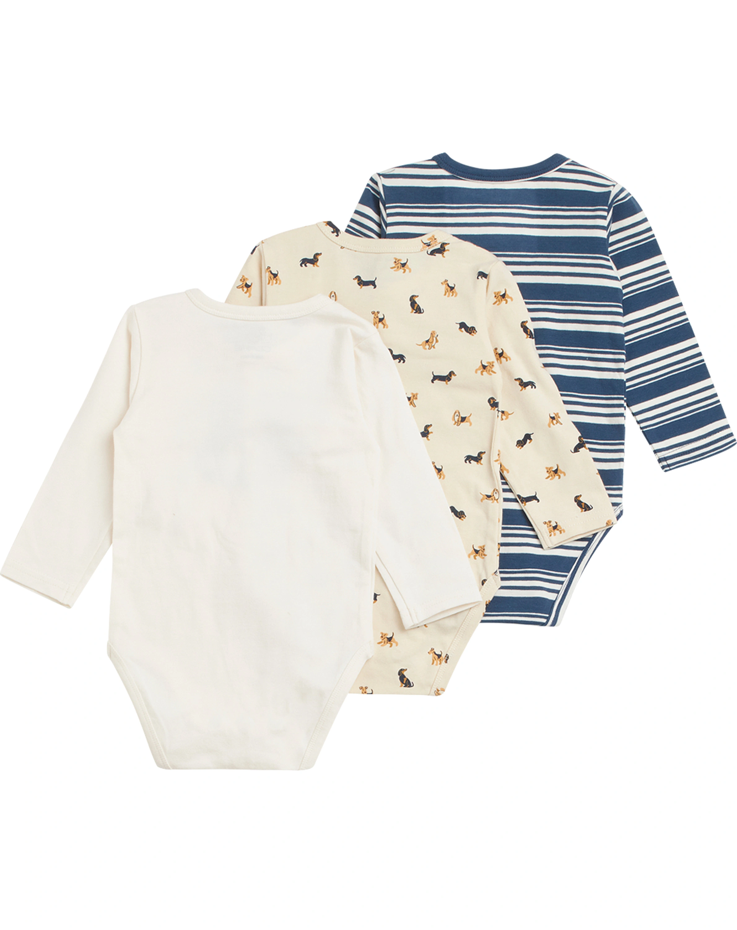 Langarm-Body BERTRAM 3er Pack in white sand