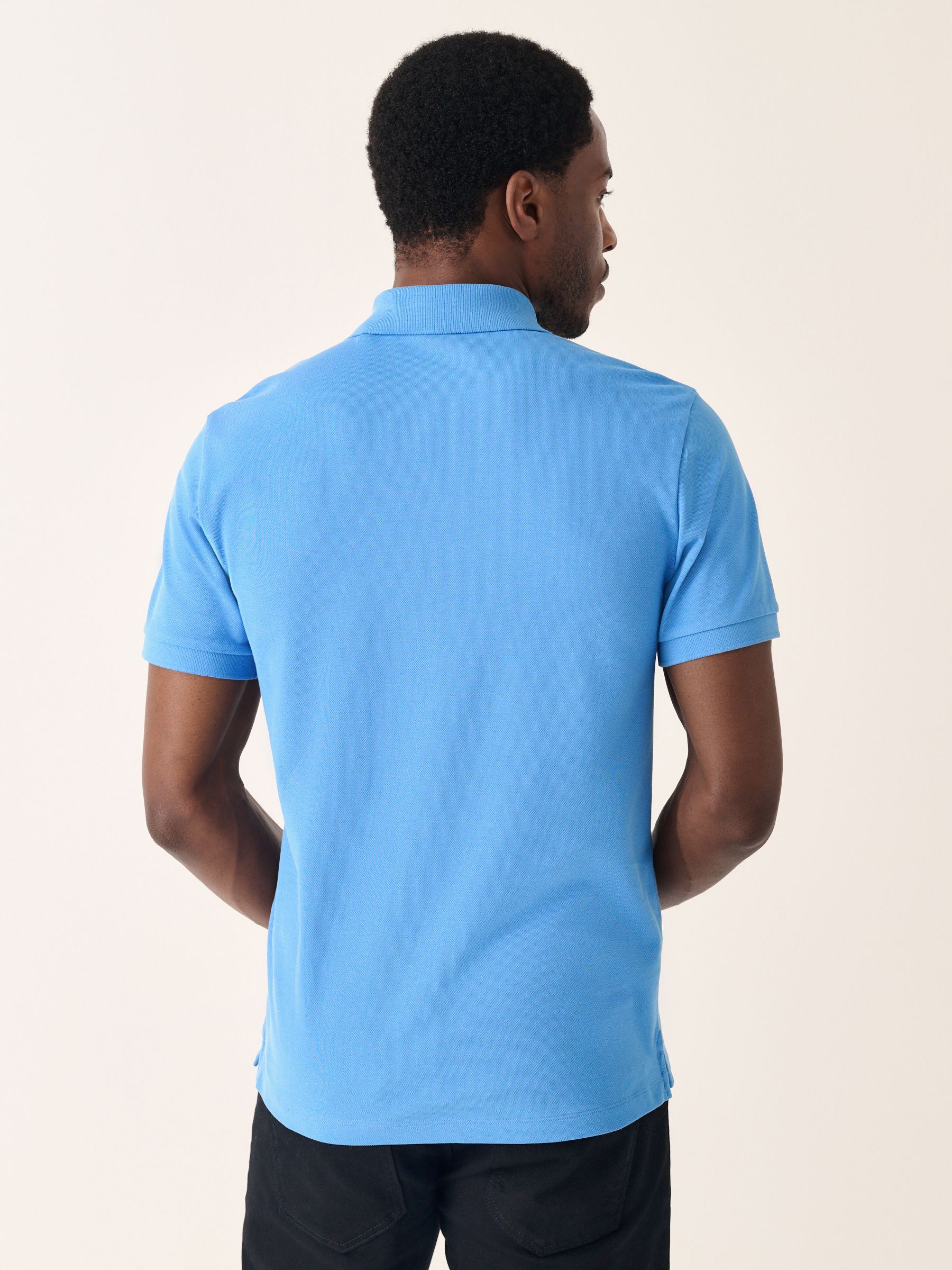Blauw - Slim Fit - Long-Sleeve Pique Polo Shirt